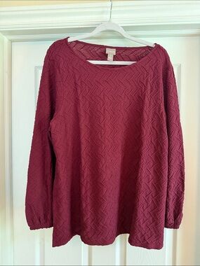 Chico's Wine Textured Long-Sleeve Tunic
